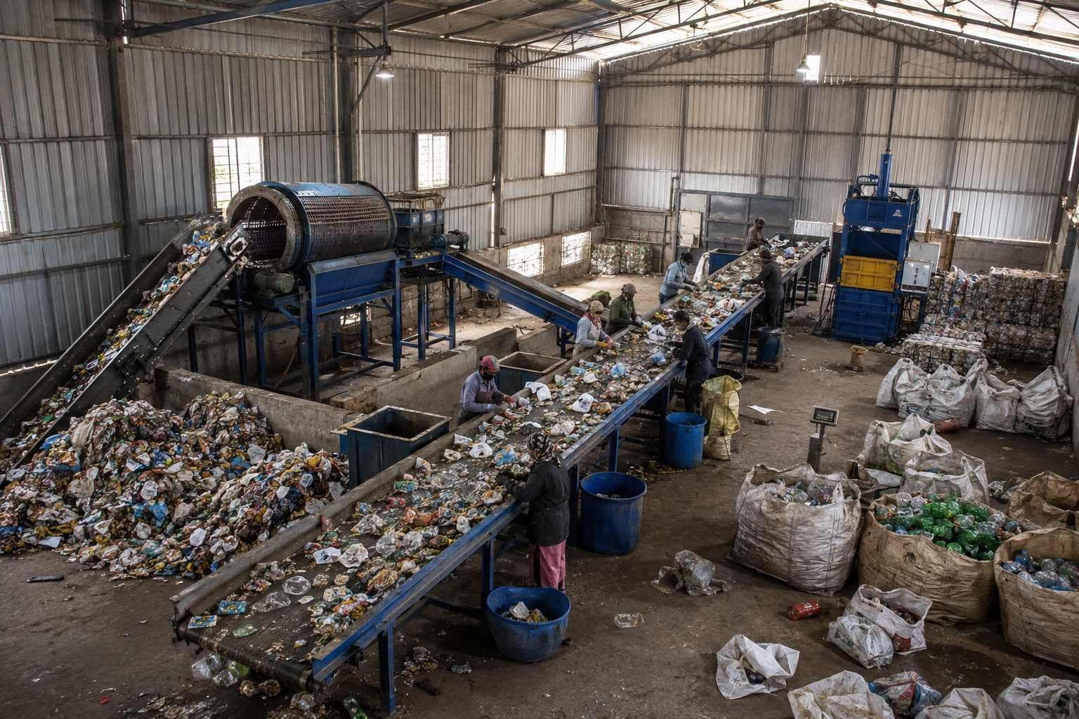 Modern Material Recovery Facility and Industrial Plastic Recycling Plant